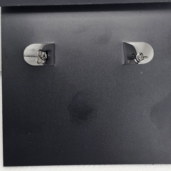 Coach Silver Tone Huggie Dangle Heart Earrings with Pink Crystals New With Tags - Picture 2 of 3